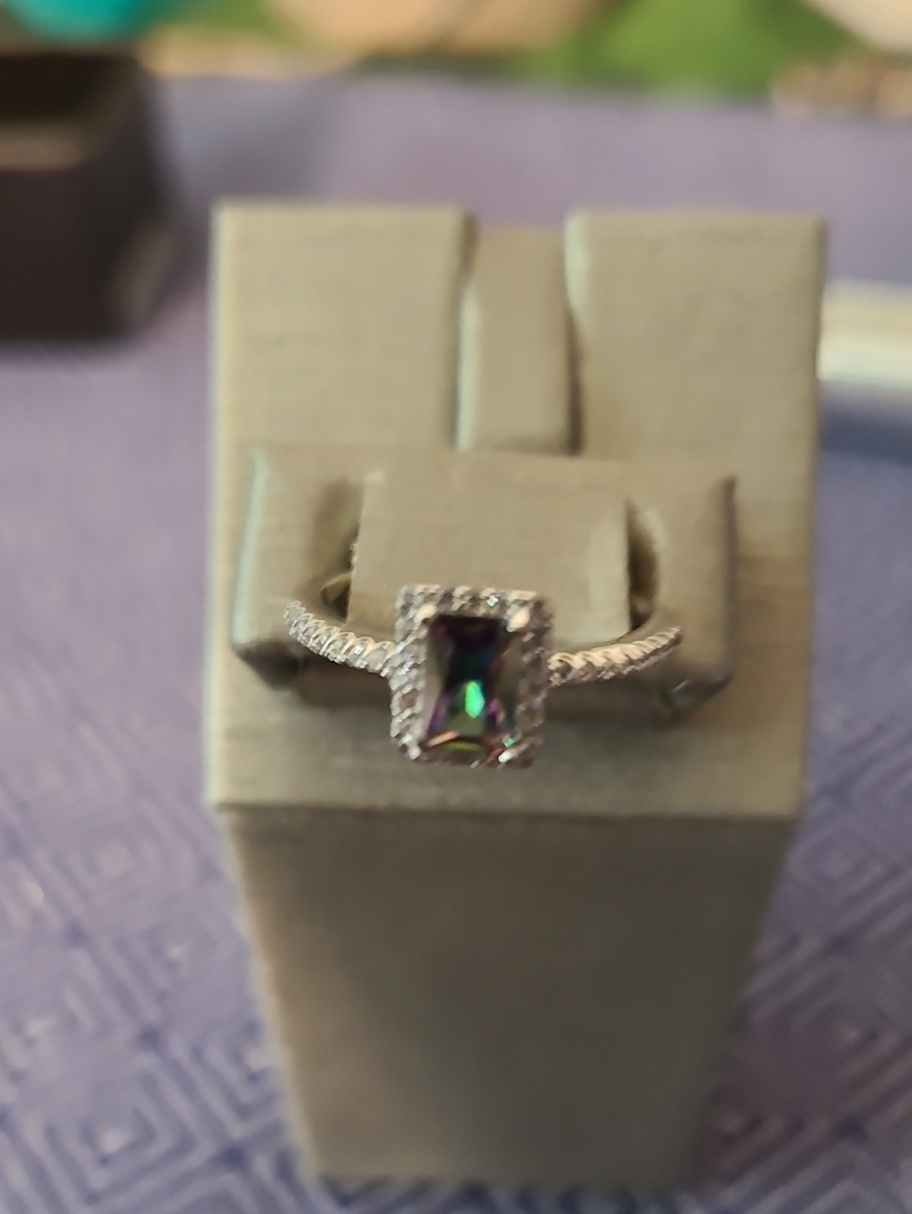 Mystic Topaz Halo Ring in Silver - Women Jewelry